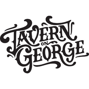 Classic and stylized black font is nicely interlocks the restaurant and bar's name, Tavern on George into an attractive square format